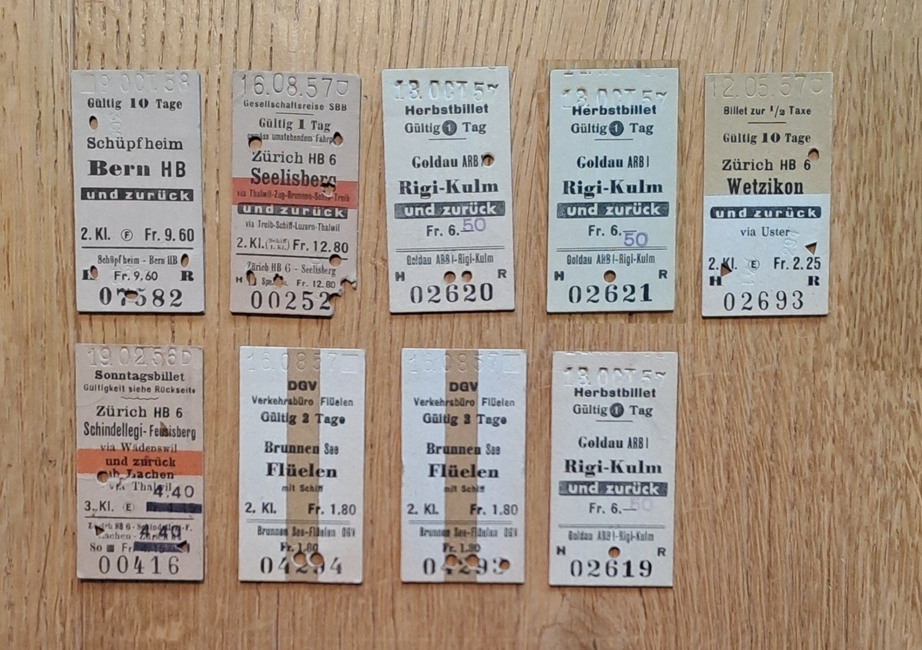 Biglietti: Billette aus Karton 1950 bis 1960 – Usato da Bern venduto da ViktorTraveller