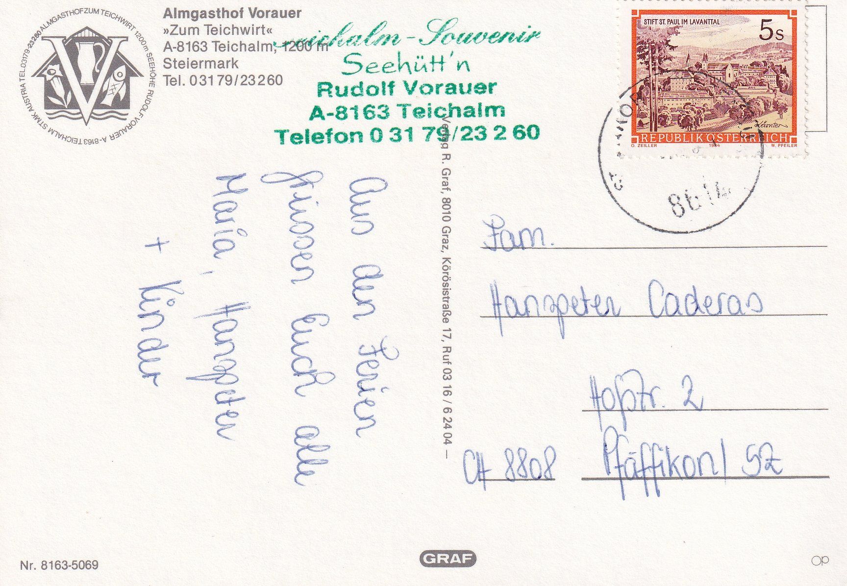 Cartoline postali: Teichalm - Almgasthof Vorauer /ay – Usato da Hombrechtikon venduto da Rudolf07 1