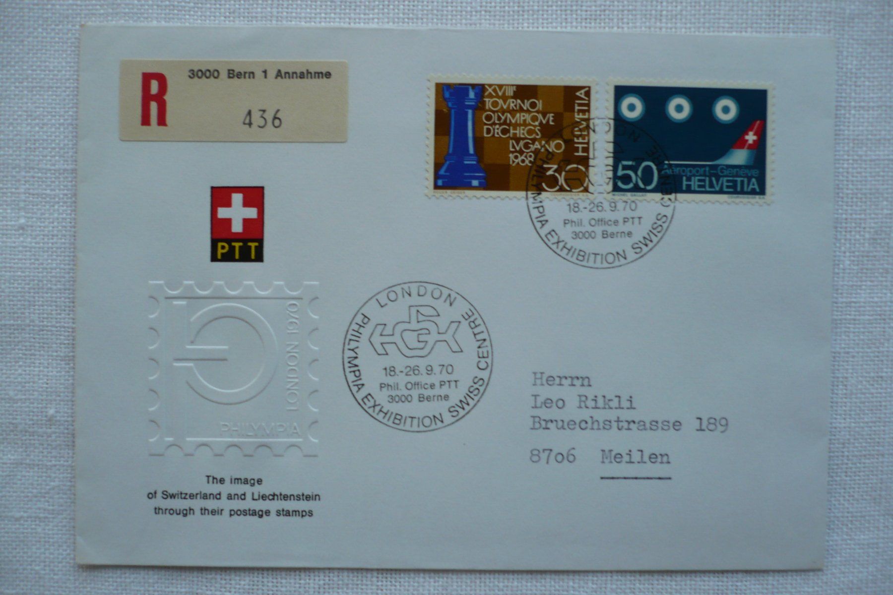 Tutti i francobolli: 1970 PHILYMPIA Swiss Centre, London – Usato da Zürich venduto da saltandpepper008