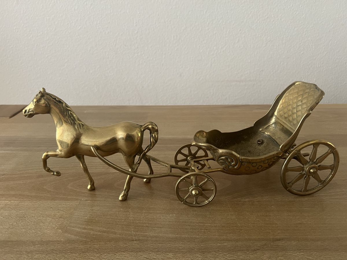 Statuette: Dekoration Pferd mit Wagen Messing gebraucht – Usato da Binningen venduto da lausemaus01