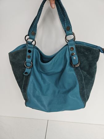 Handtasche Maddison blau/grün Wildleder Leder guter Zustand