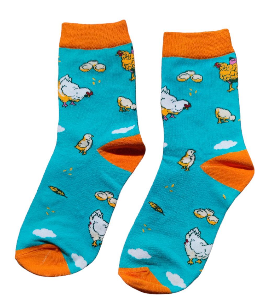 Calze: Socken Hühner / Chicken / Kücken / Wolken / Clouds – Nuovo e nell'imballaggio originale da Zürich venduto da amysmith 1