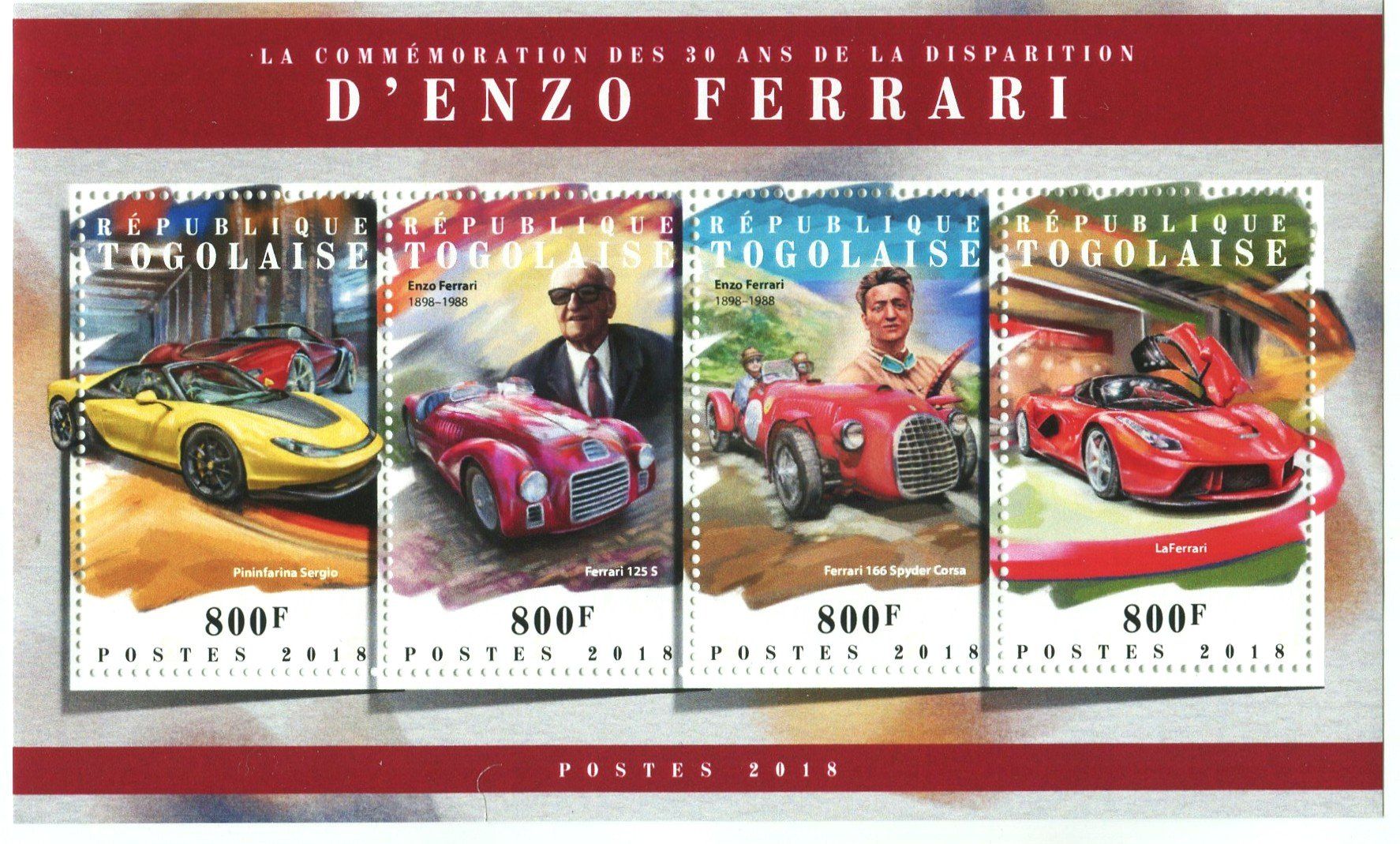 Tutti i francobolli: Block "Ferrari". Togo – Nuovo e nell'imballaggio originale da Basel venduto da Butsch5