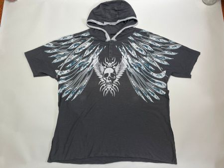 Vintage Y2k Hooded t-shirt Affliction MMA Rock Sz XL