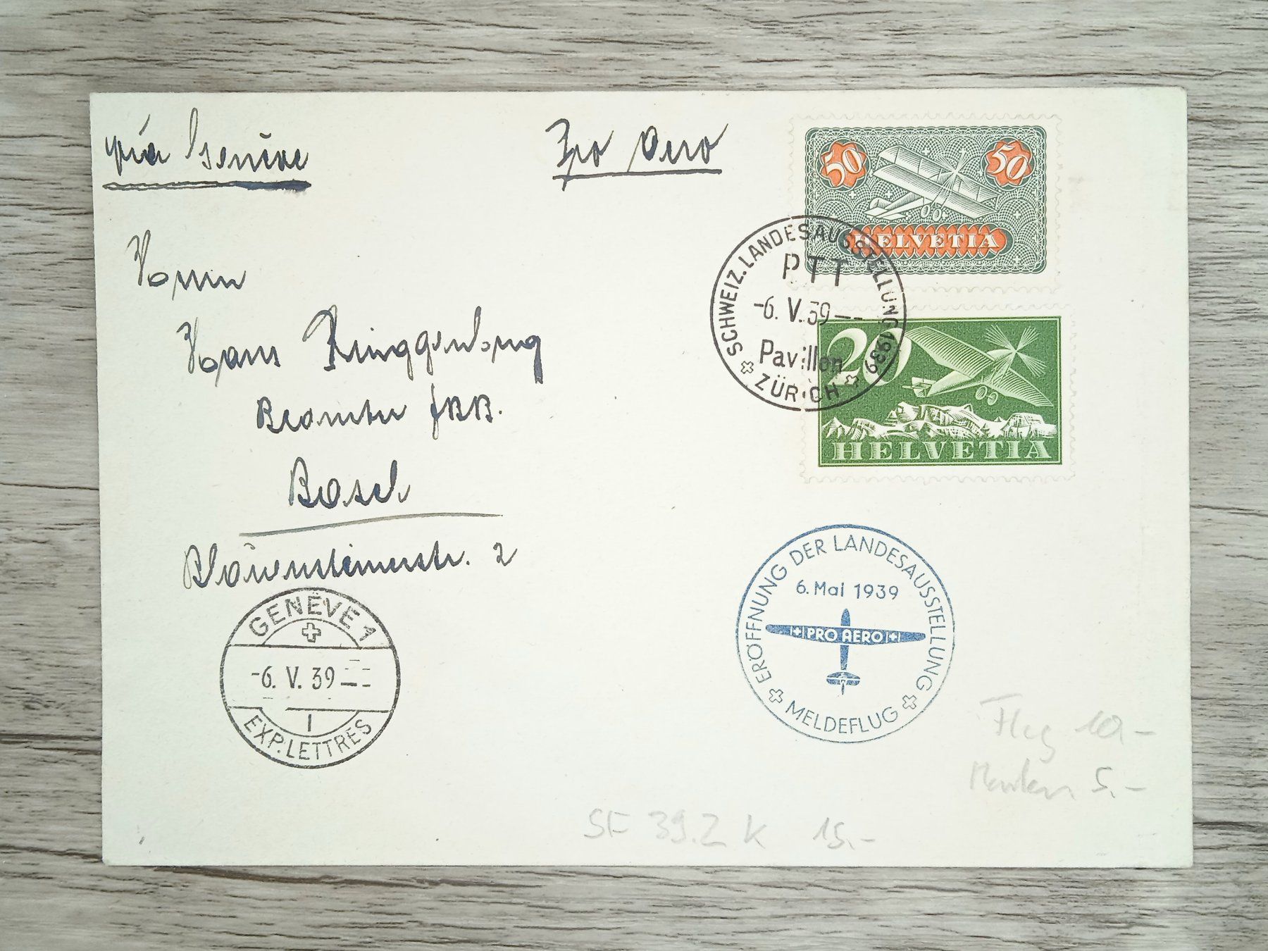 Tutti i francobolli: TR82 Enveloppe + Timbre Suisse 1939 – Usato da Cousset venduto da Patrick_Collections