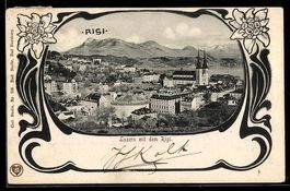 Luzern, Panorama mit dem Rigi im Jugends