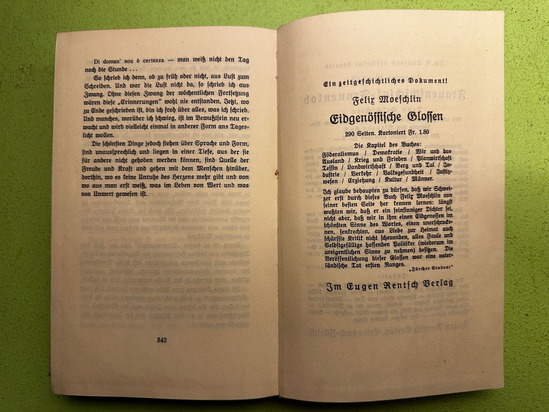 Libri: Jacob Lorenz: Erinnerungen eines simplen Eidgenossen. – Usato da Zürich venduto da allp 8