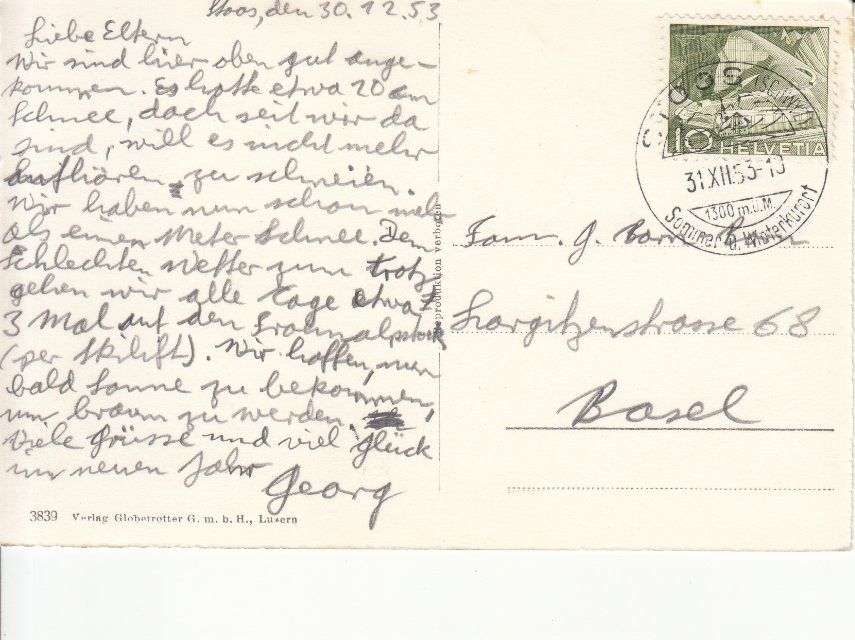 Cartoline postali: Fronalpstock 1953 – Usato da Bürglen TG venduto da StampGraf 1