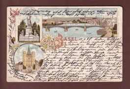 Gruss aus BASEL - 1898 Litho Metz