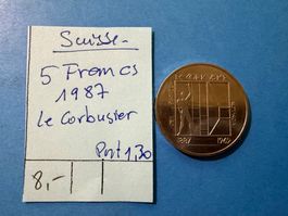 SUISSE : 5 FRANCS 1987 - Le Corbusier