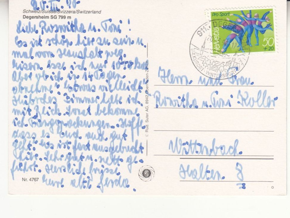 Cartoline postali: Degersheim 1990 – Usato da Bürglen TG venduto da StampGraf 1
