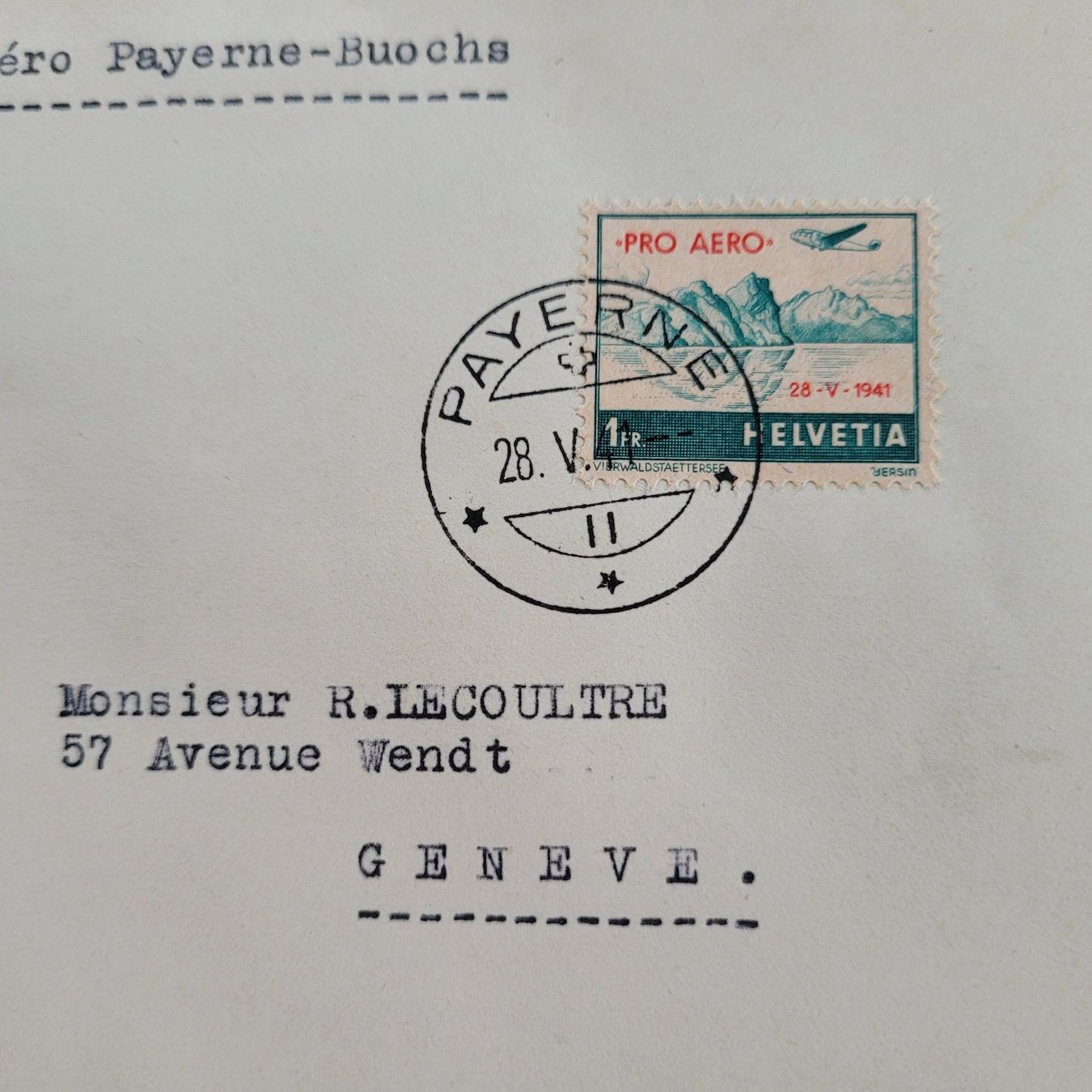 Tutti i francobolli: Luftpost Payerne 1941 Buochs Genève – Usato da Biel/Bienne venduto da Destockweb 1