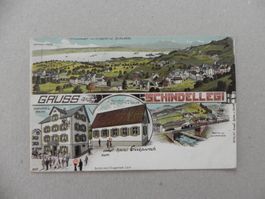 Litho Karte Schindellegi Höfe Kt. Schwyz 1906 Gasthaus Adler