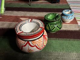 Aschenbecher-3er Set aus Marokko, Keramik