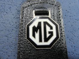 MG BRITISH-CAR AUTO LOGO SCHLÜSSELANHÄNGER ENAMEL LEDRIG