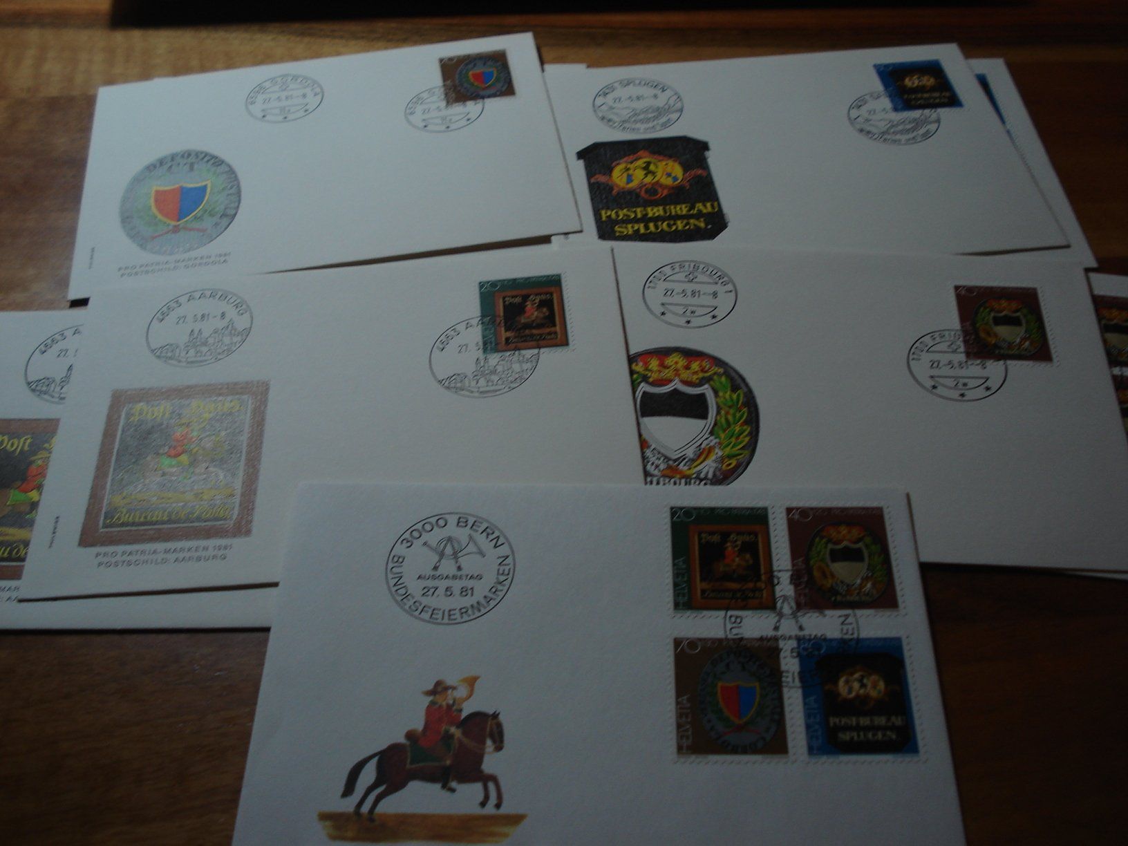 Alle Briefmarken: Pro Patria 1981, FDC Satz, Einzel + 4erblock, 9 Belege – Gebraucht aus Niederwil AG von morostahu 1
