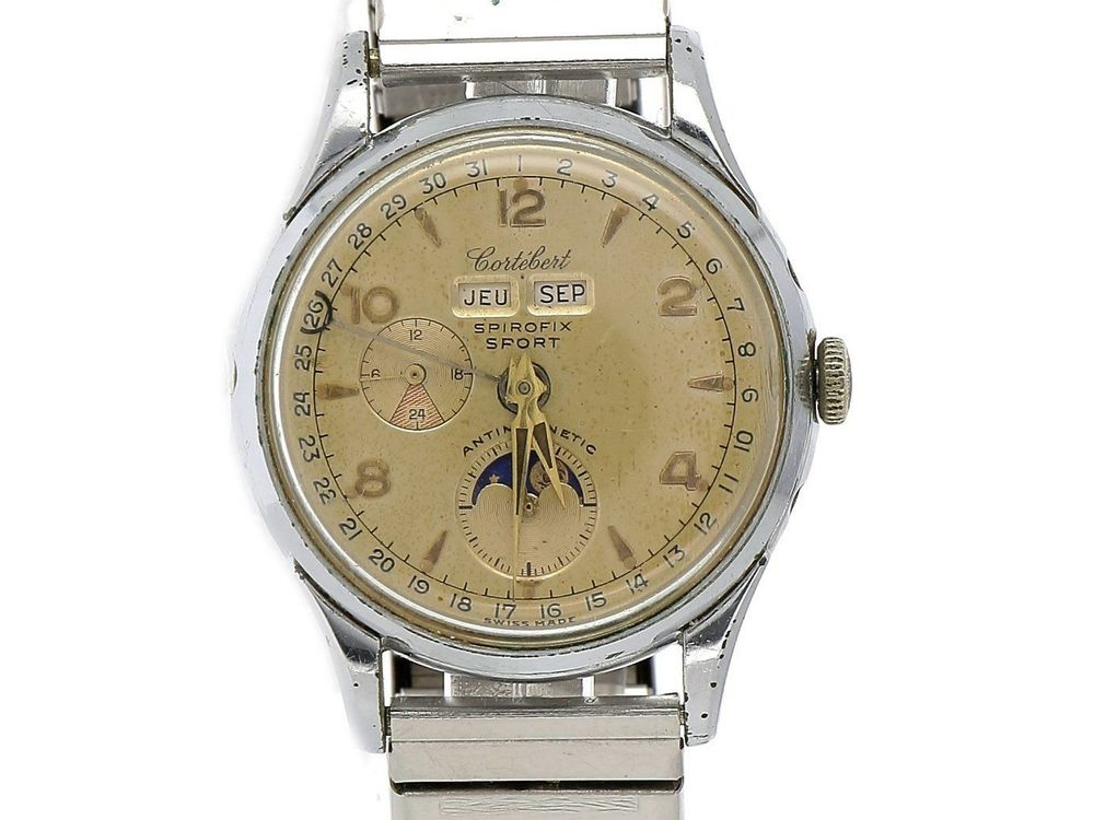 Montre Vintage Cortébert - Remontage Manuel - Boîtier Acier, Bracelet Cuir - Pour Homme