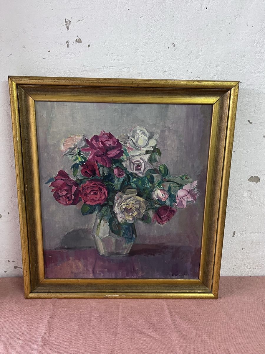 Gemälde: Ölgemälde Blumenstrauss E. Schmidt 1955 (13) – Gebraucht aus Glattfelden von brockischweiz 1