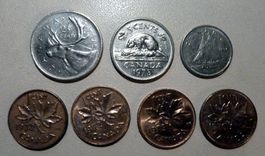 Canada 25 Cents, 5 Cents nickel, 1 Cent copper, 1972-1979