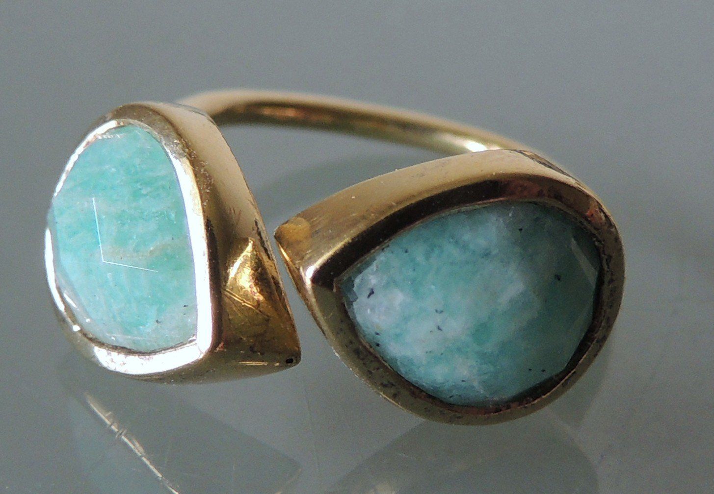 Anelli: LUCAS JACK vergoldeter Silber 925 Fingerring mit Amazonit – Usato da Waldenburg venduto da schaller707