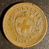 Schweiz 1 Rappen 1934 B - HELVETIA Schweizerkreuz - Bronze