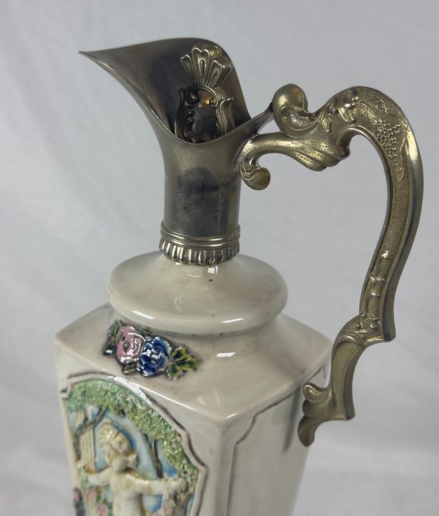 Superbe Vase Amphore En Céramique Blanche - Sculpture Vintage Artisanal Des Années 70, Fabrication Italienne