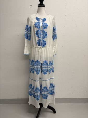 Melissa Odabash Boho Sommerkleid Gr.S Strandkleid weiss blau