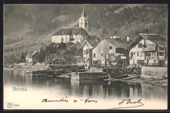 Ansichtskarten: AK Brienz, Uferpartie mit Kirche, 1902 – Gebraucht aus Berlin von bartko-reher