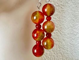 UNIKATE: Karneol Ohrhänger -Silberhaken 925- 6 cm - NEU