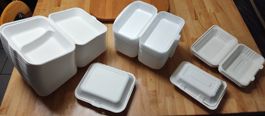 164 Take-away Lebensmittel Behälter aus Karton u. Kunststoff