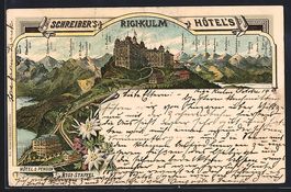 Litho Rigi-Kulm, Hotel, Pension Rigi-Sta