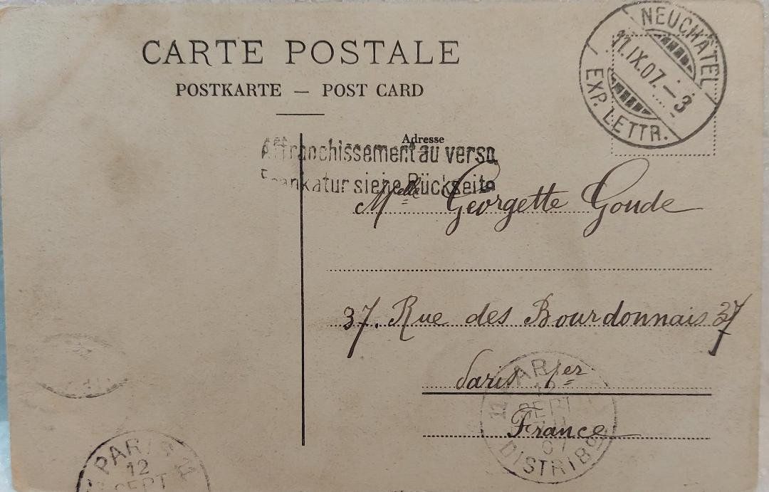 Cartoline postali: NEUCHÂTEL - Château et Collégiale - 1907 – Usato da Delémont venduto da Domdom1 1