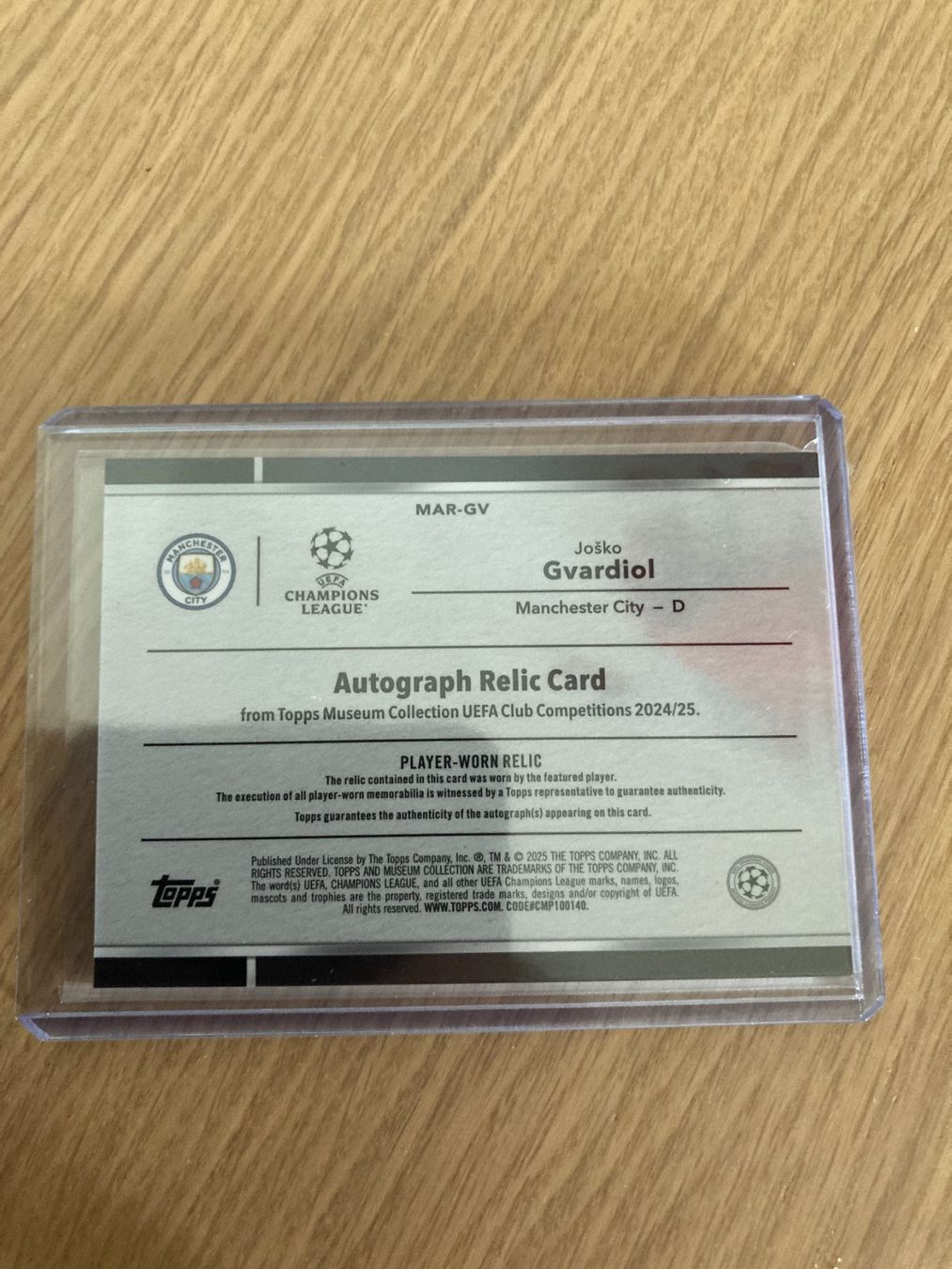 Topps Carte collezionabili: Topps Museum UEFA 24-25 - Josko Gvardiol Patch Auto /150 – Usato da La Tour-de-Peilz venduto da Tyalos_Cards 1
