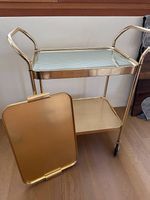 Kaymet Vintage Servierwagen gold mit Heizplatte + Tablar