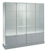 Glasvitrine, ESG Glas, col. Silber (B.182cmxT.46cmxH.180cm)
