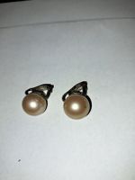 Vintage Ohrclips mit Perlen, Silber