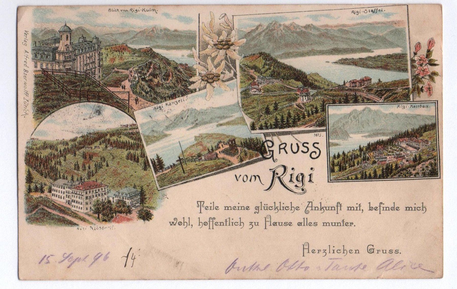 Cartes postales: LITHO Gruss vom RIGI 1896 – D'occasion à Jona par philajona