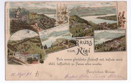 LITHO Gruss vom RIGI 1896
