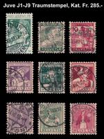 1913-17 Pro Juventute J1-J9 Vollstempel, Kat. Fr. 285.-