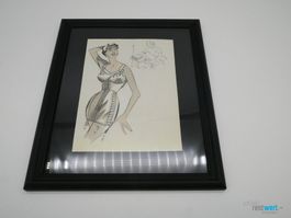 LIBELLE Vintage Modeillustration im Rahmen 27x33cm