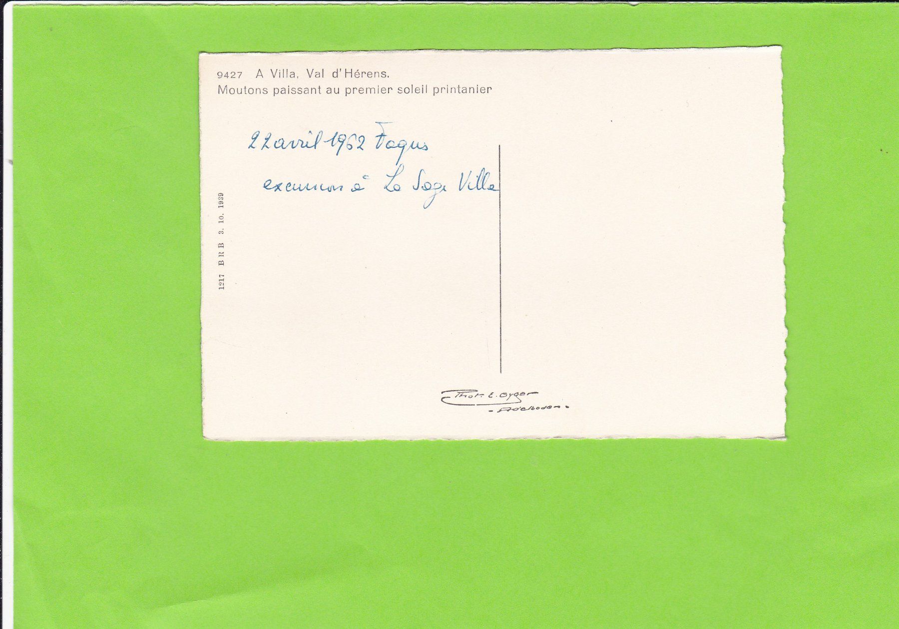 Cartoline postali: A Villa. Val d'Hérens--E. Gyger – Usato da St. Peterzell venduto da neckertal 1