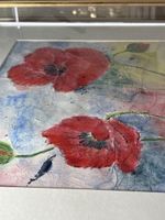 Aquarell Mohnblumen gerahmt mit Passepartout guter Zustand