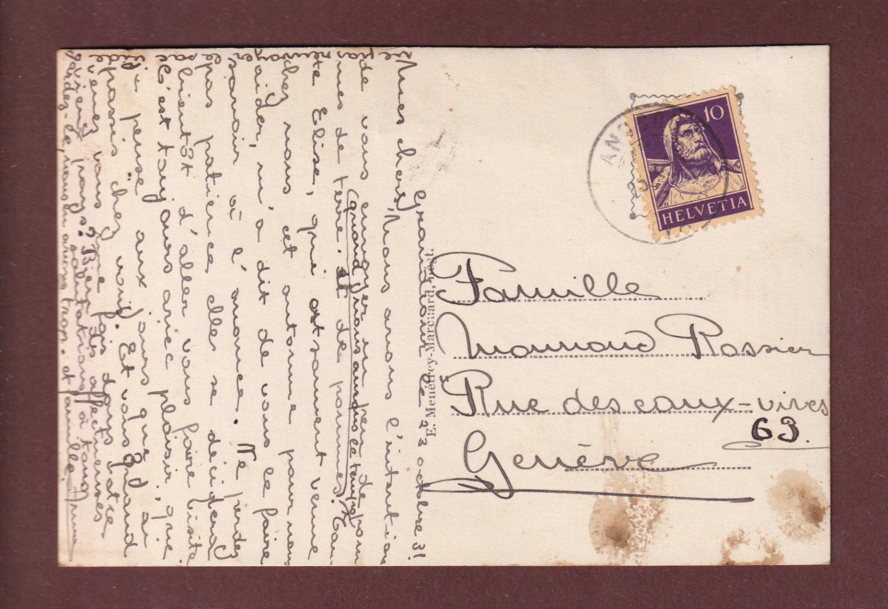 Cartoline postali: GRANDCOUR - Le Château - 1931 – Usato da Pully venduto da nicecards-shop 1