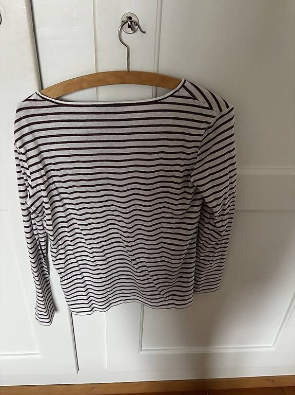 Samsøe Samsøe Maglioni & Felpe: Streifenpullover – Samsoe Samsoe, XS, Weiss/Bordeaux – Usato da Bern venduto da saeruhb 1