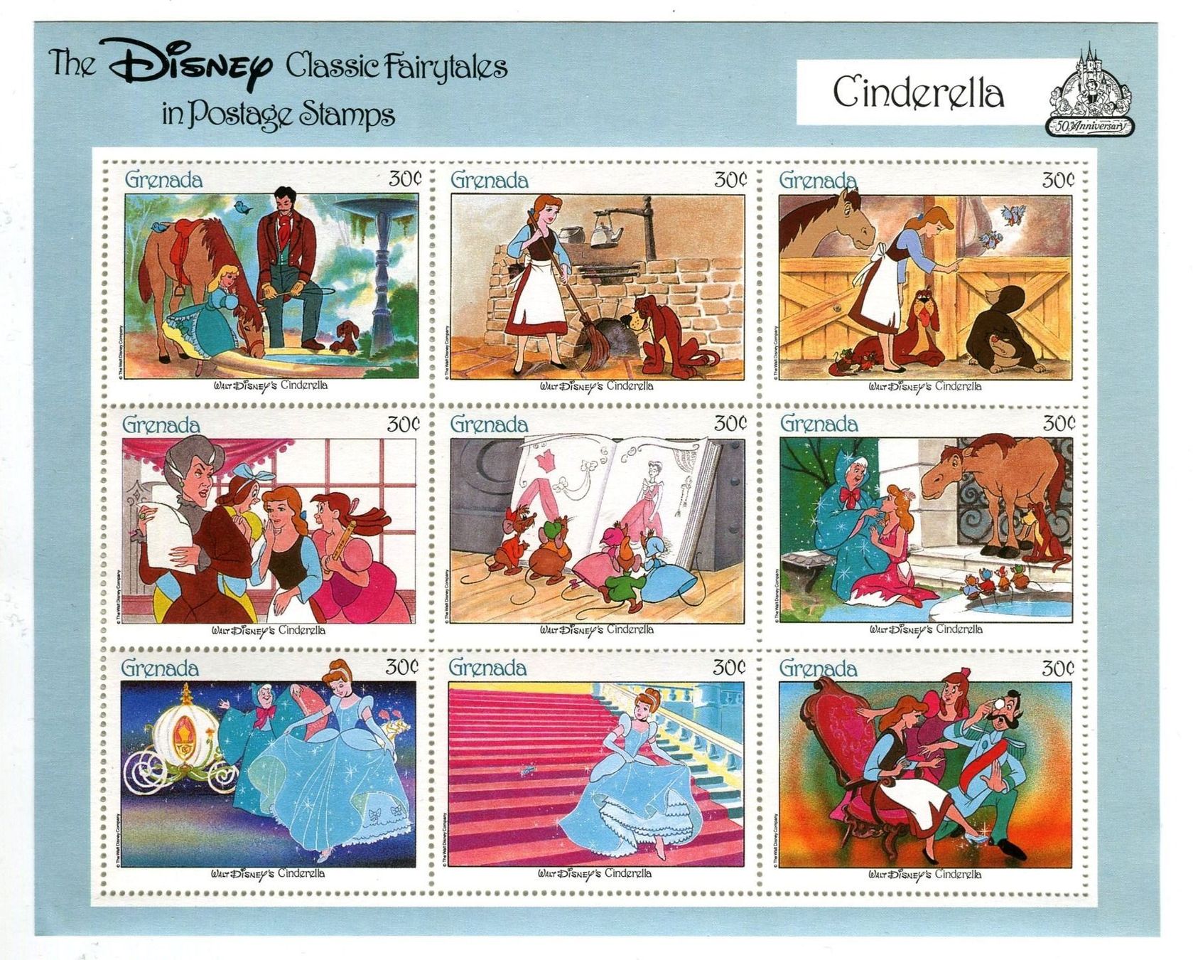 Tutti i francobolli: Block "Walt Disney. Cinderella". Grenada – Nuovo e nell'imballaggio originale da Basel venduto da Butsch5