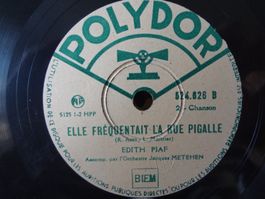 Lot de 6 disques 78 tours - Edith Piaf - Polydor - Columbia