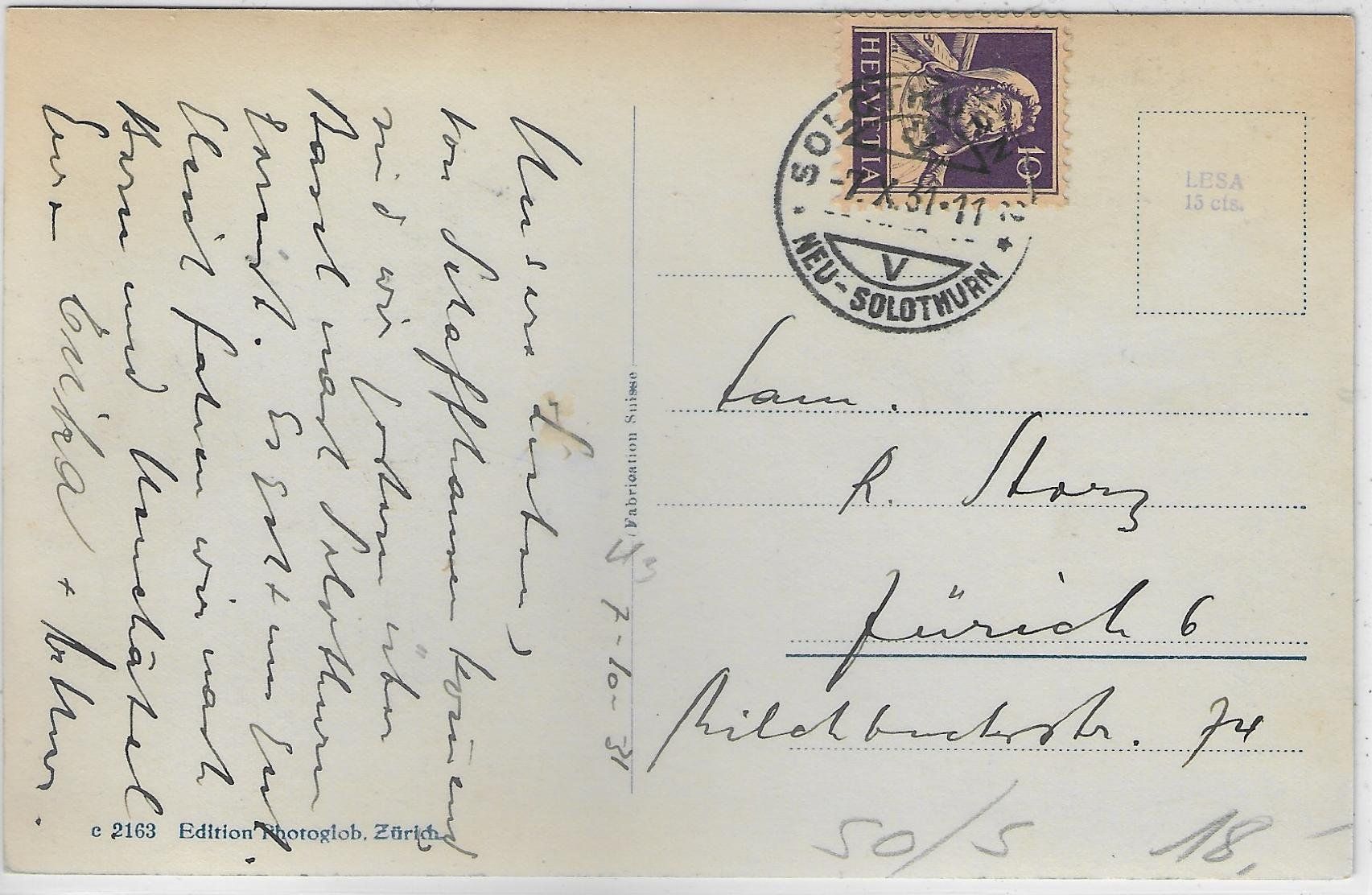 Cartoline postali: Solothurn - Gurzelngasse - Auto, animee belebt 1931 – Usato da Ettingen venduto da Kartenplanet 1