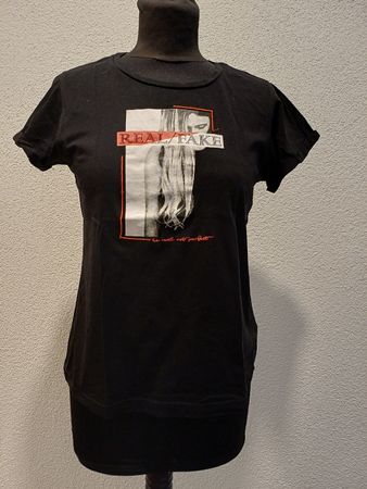 Damen T-Shirt schwarz mit Aufdruck Real Fake Grösse S