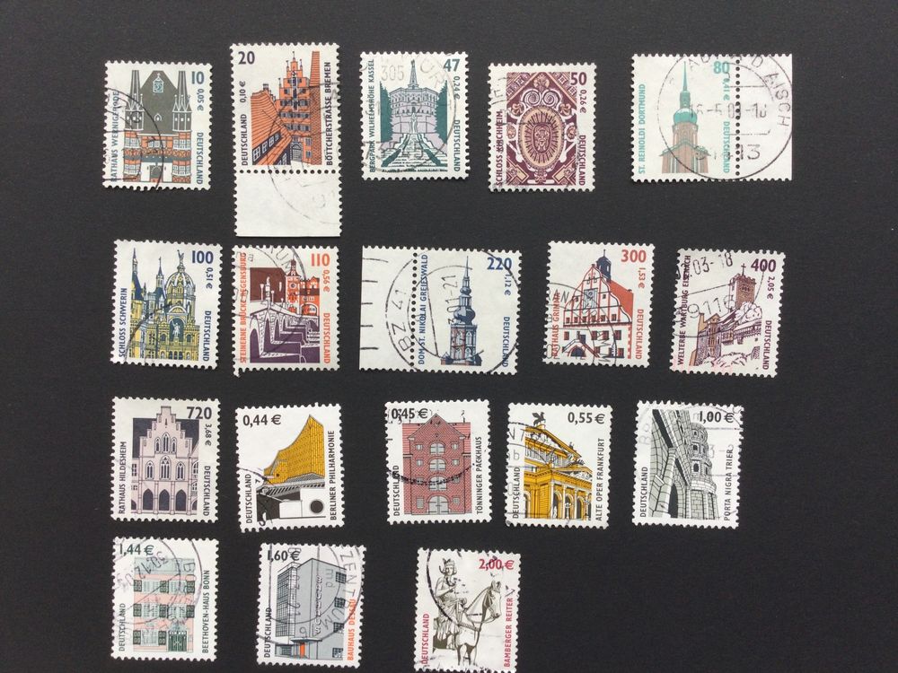 BRD 2001-03 Sehenswürdigkeiten EUR 18 Werte gestempelt (Gebraucht) in ...