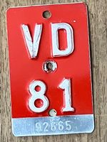 VD 81 - VELONUMMER- FAHRRADSCHILD -  PLAQUE DE VELO - VD 81
